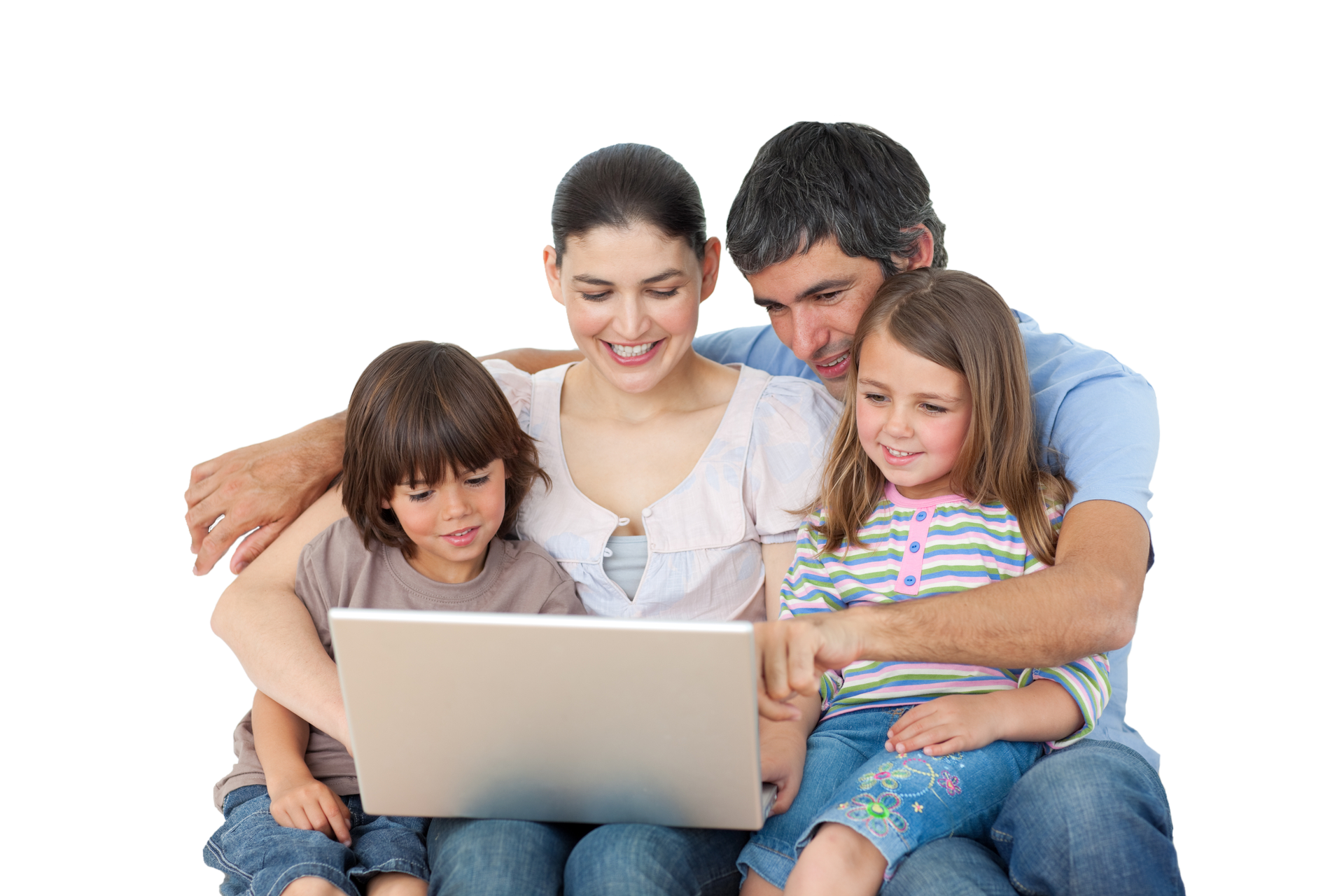 Rodzice i dzieci z laptopem